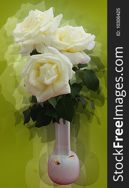 Fantasy - bouquet of yellow roses in vase. Fantasy - bouquet of yellow roses in vase