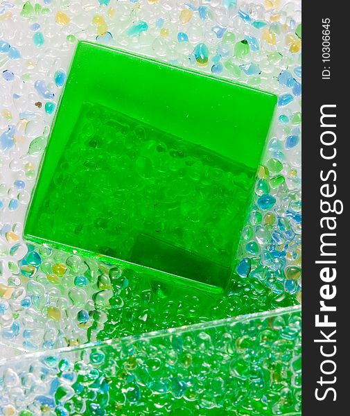 Abstract macro green glass square background