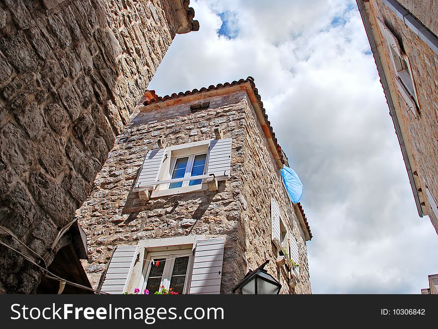 Old stone house exterior in Montenegro - Budva. Old stone house exterior in Montenegro - Budva