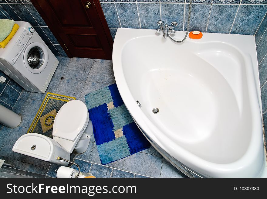 Top view of domestic bathroom