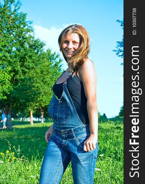 Smiling girl in the park