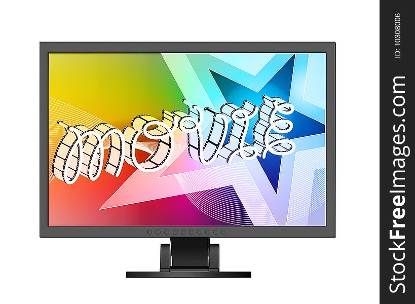 3d Rendered monitor with demostation of color gamma. 3d Rendered monitor with demostation of color gamma