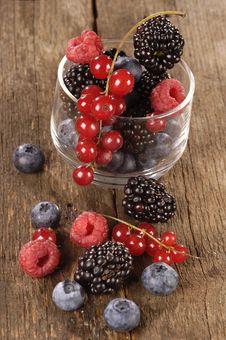 Fresh Berries On A Wooden Table Royalty Free Stock Photography