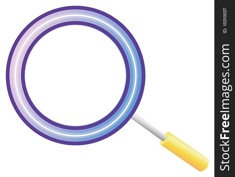 Magnifying glass with reflection on white background