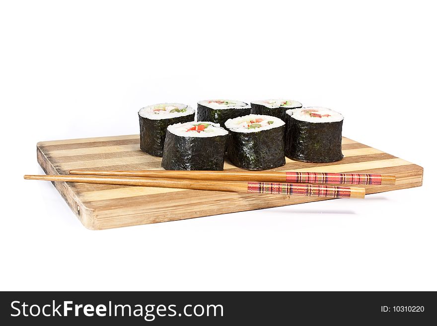 Set of Japan food, sushi on white background