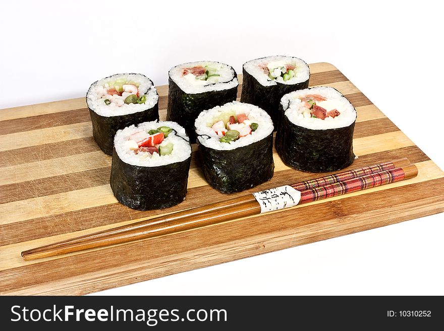 Set of Japan food, sushi on white background