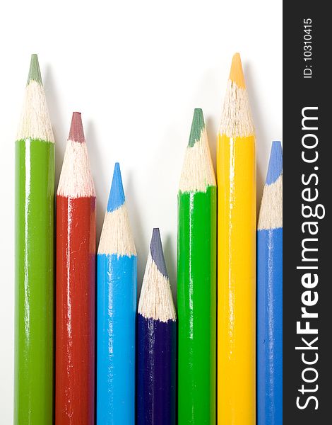 Color Pencils isolated on white in the studio