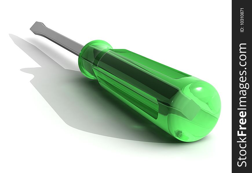 The three-dimensional image of a screw-driver on a white background. The three-dimensional image of a screw-driver on a white background.
