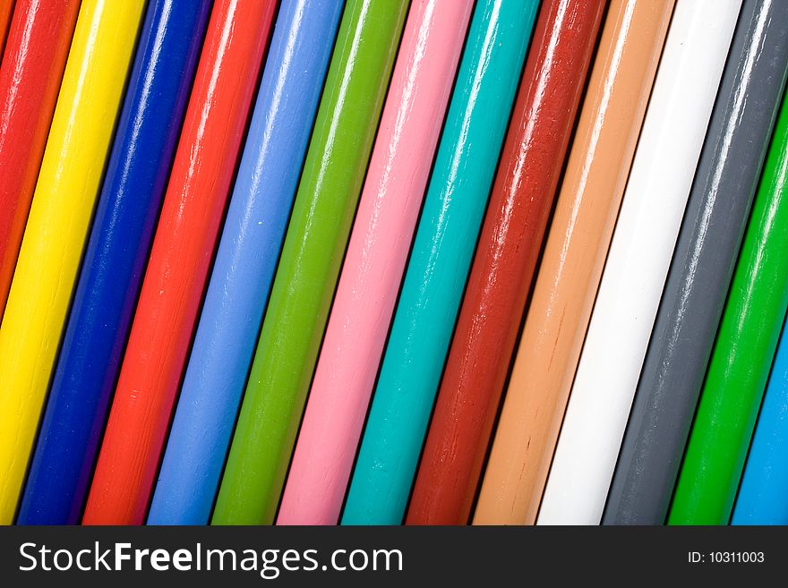 Color Pencils isolated on white in the studio