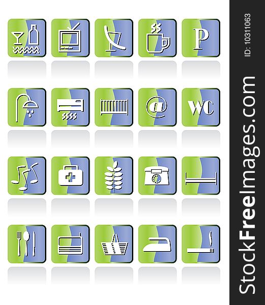 Hotel and Motel Icon - vector icon set. Hotel and Motel Icon - vector icon set