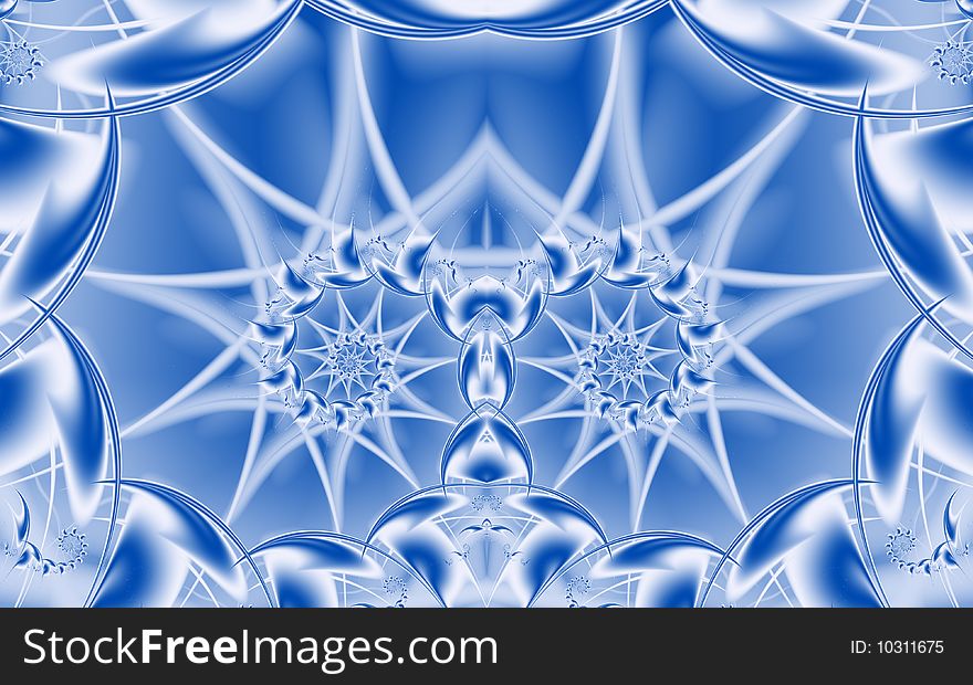 Blue fractal a pattern from smooth lines in the form of a spiral. Blue fractal a pattern from smooth lines in the form of a spiral