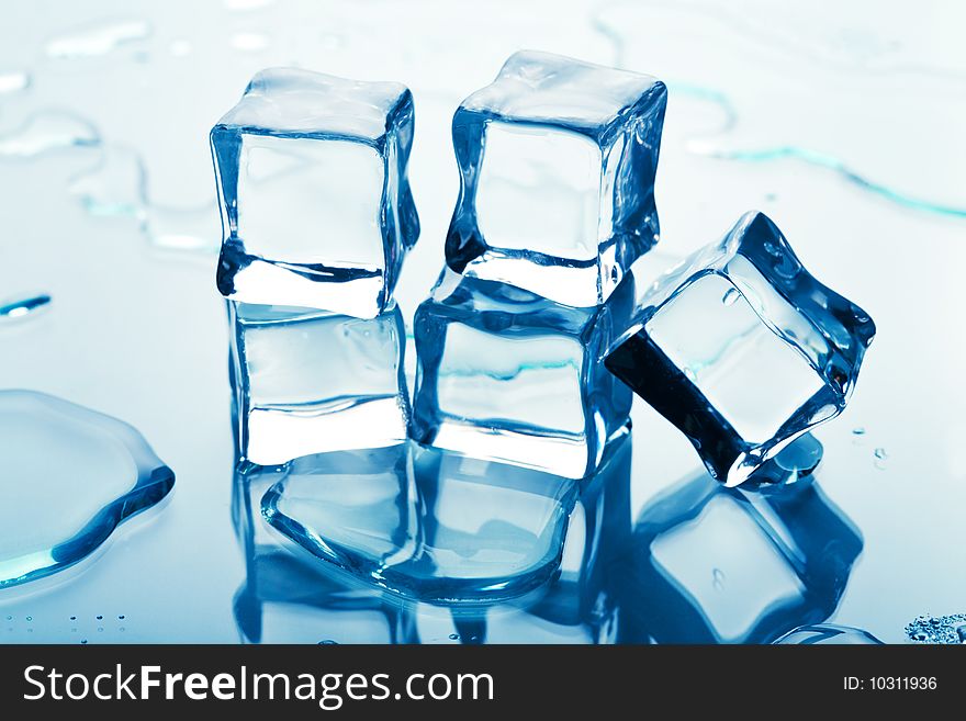 Stack of melting ice cubes