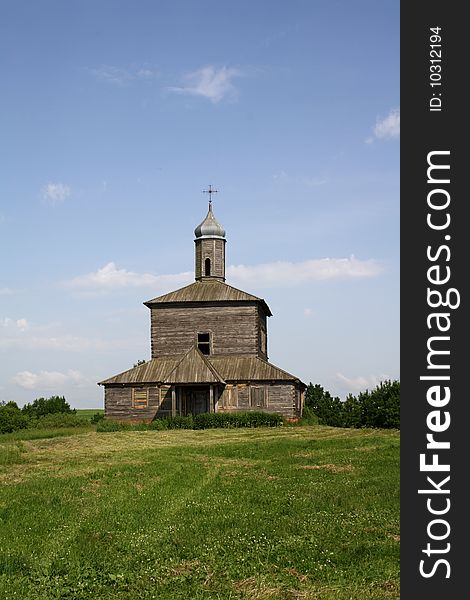 Old wooden church on a hill