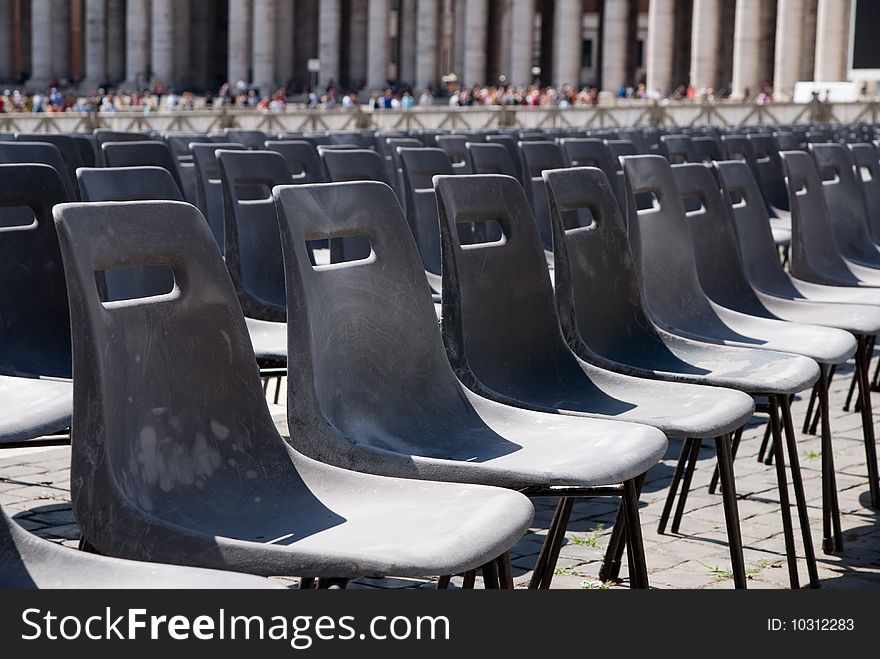 Multiple seats in vatican open religious square. Multiple seats in vatican open religious square