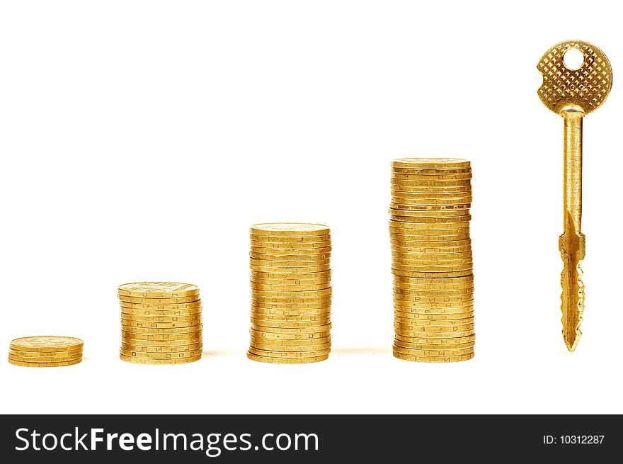 Stack of coins isolated on white