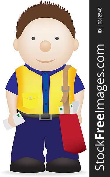 Illustration of a postman or delivery man