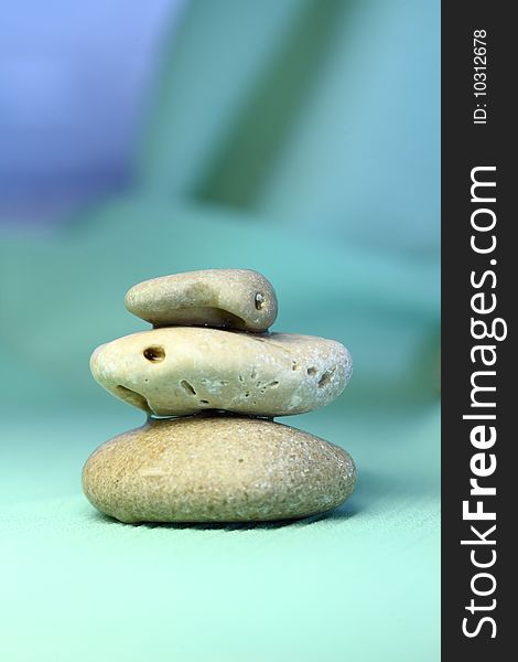 Image of stones, blue background, macro