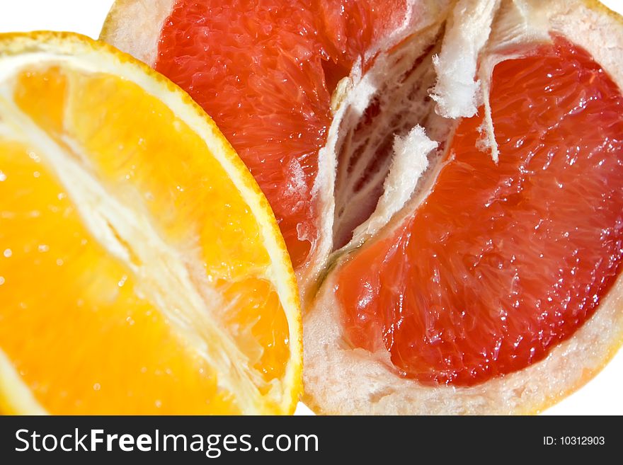Fresh grapefruit and orange - background