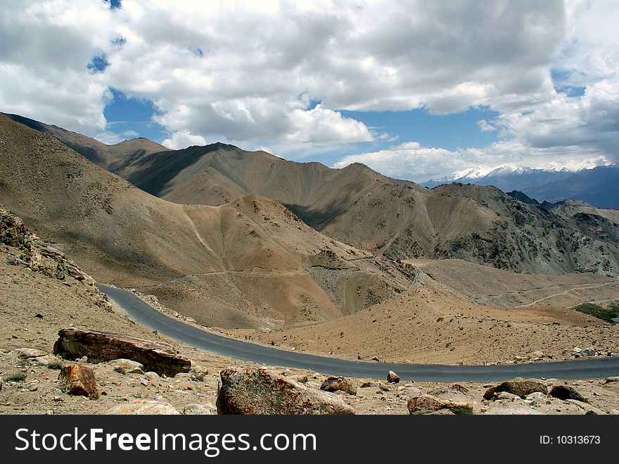 Beautiful scene of road and mountains. Beautiful scene of road and mountains.