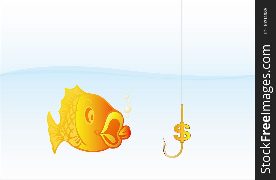golden fish and fishing hook