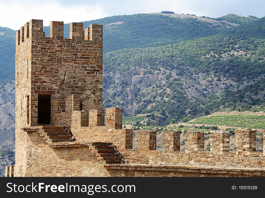 Nice landscape with disruption of ancient Genoese fortress in Crimea. Nice landscape with disruption of ancient Genoese fortress in Crimea