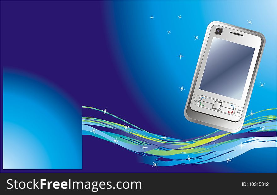 Mobile telephone on the abstract background. Vector illustration
