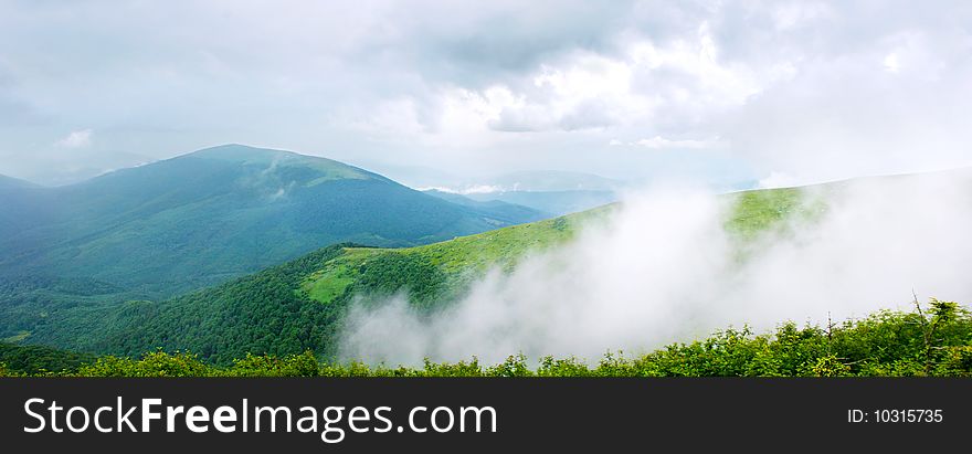 A panoramic view of the Carpathian Mountains