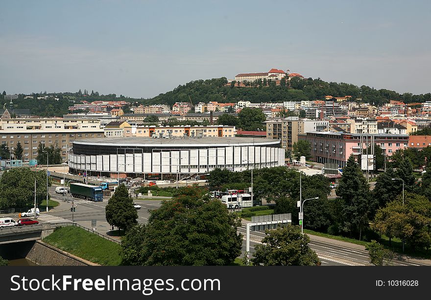 Wiew of Brno castle Spilberk and small part of city.