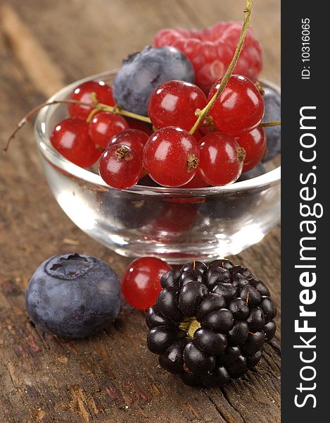 Fresh berries on a wooden table