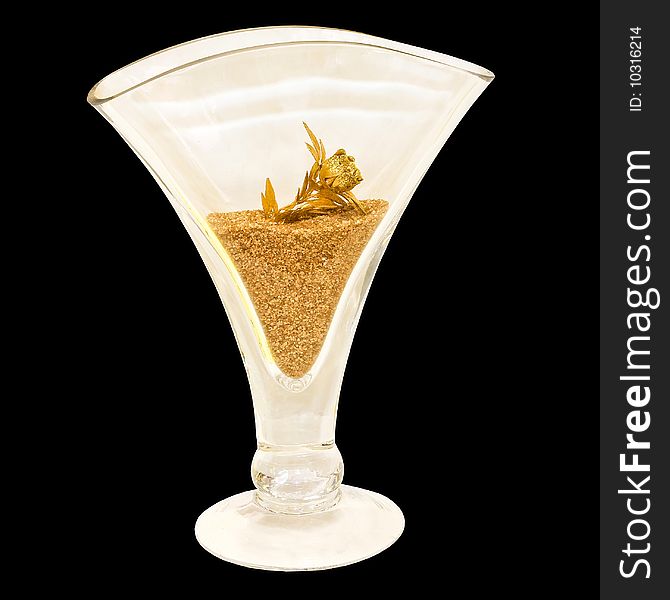 Sand decoration in glass isolated included clipping path