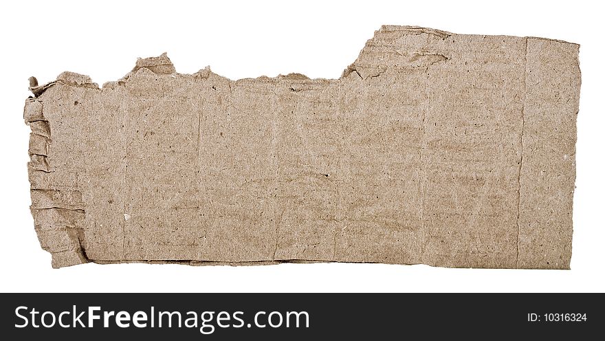 Rough piece of cardboard, isolated on white