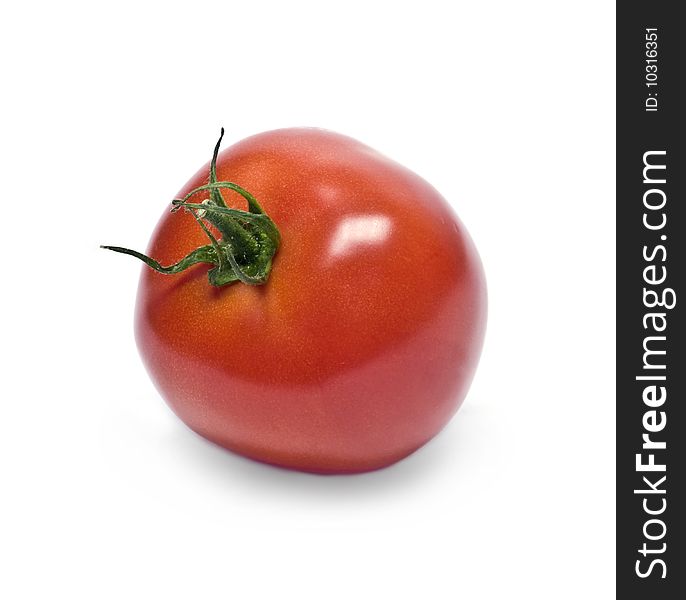 Tomato which is represented on a white background.