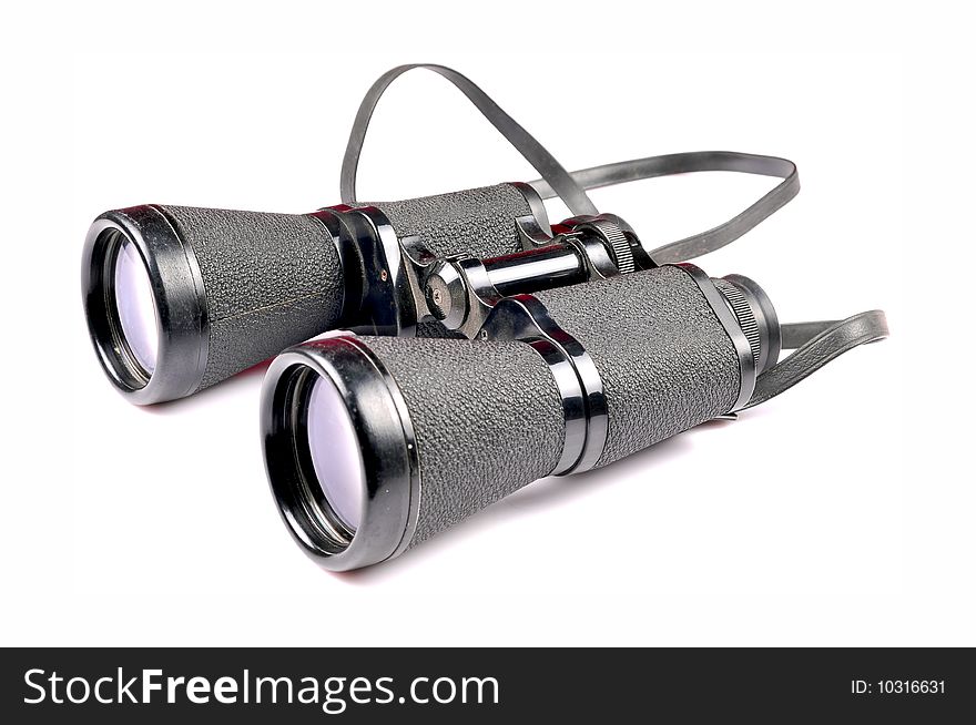 Long range binoculars isolated on white background.