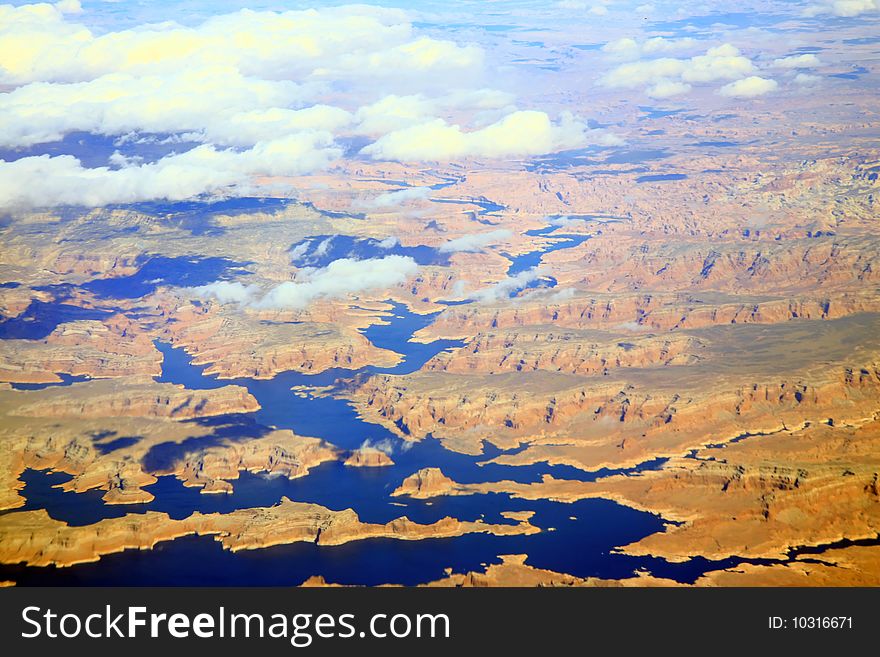 Rocky mountains aerial landscape lakes and valleys
