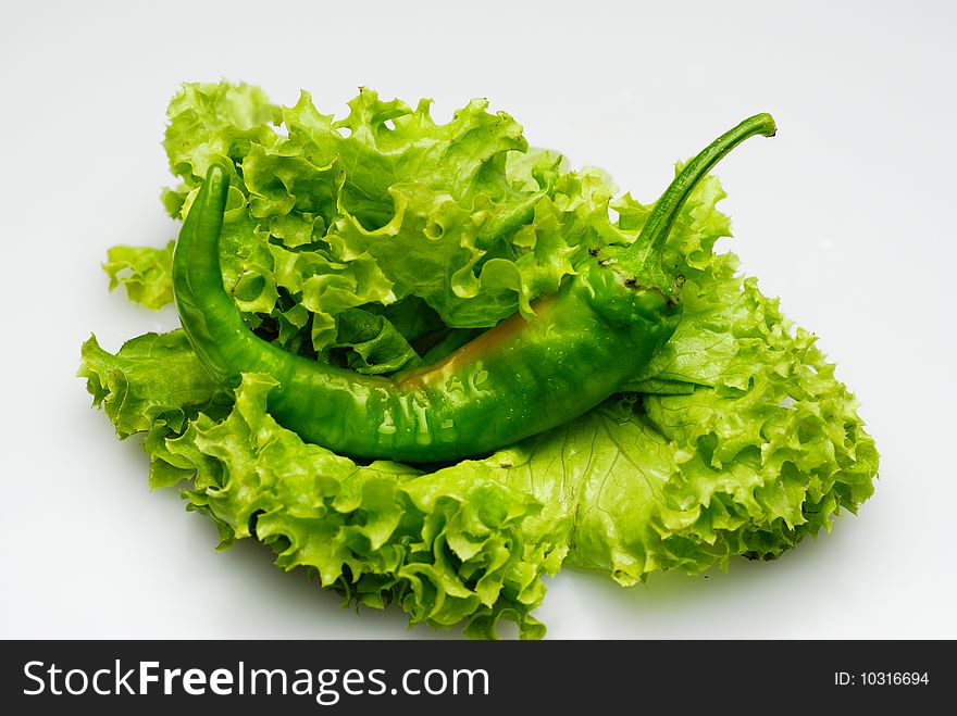 Fresh salad vegetables on white background. Fresh salad vegetables on white background