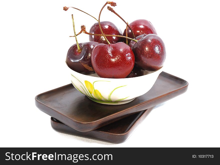 Close capture Fresh Cherry on white background. Close capture Fresh Cherry on white background