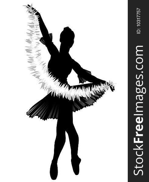 We have a silhouette of the ballerina with a garland on a white background