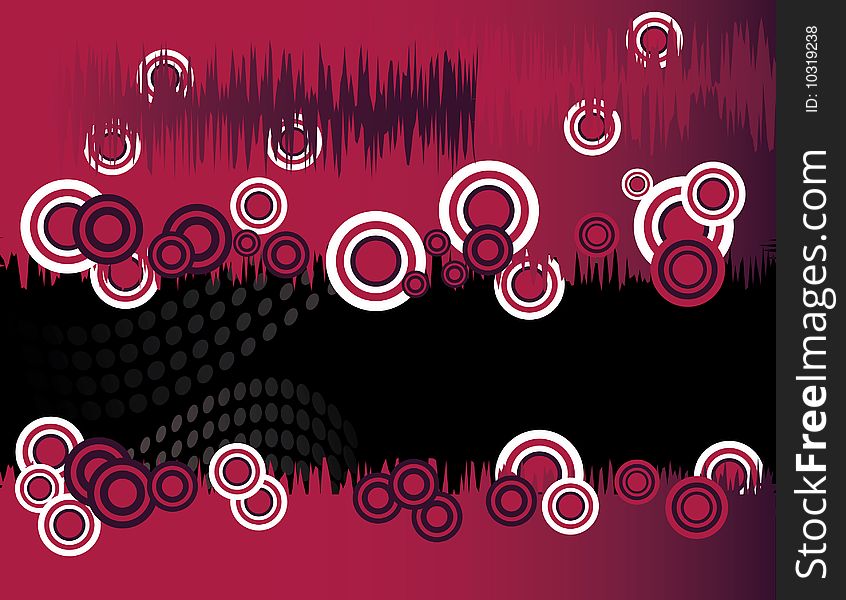 Jagged edges and retro circles are featured in an abstract background vector illustration. Jagged edges and retro circles are featured in an abstract background vector illustration.