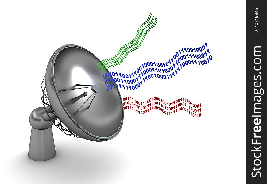 3d illustration of steel radio aerial with data transfer. 3d illustration of steel radio aerial with data transfer