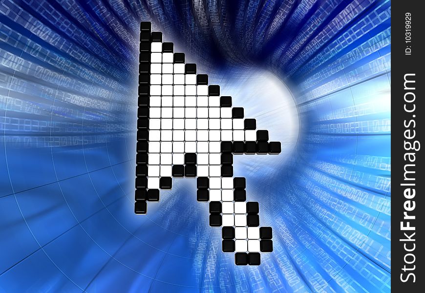 Mouse cursor over data tunnel