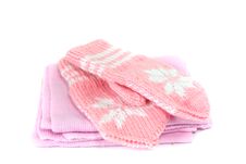 Baby`s Mittens And Scarf Stock Photo Baby`s Mittens And Scarf Stock Photo