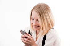 Young Woman On Mobile Royalty Free Stock Images