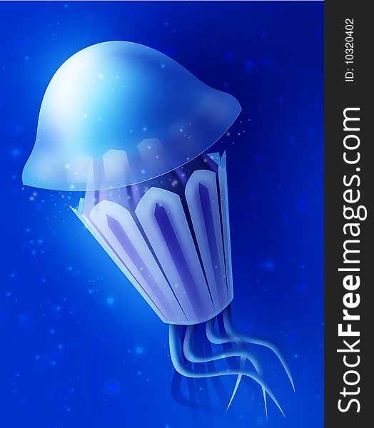 Sea jelly blue ufo deep sea ocean underwater world