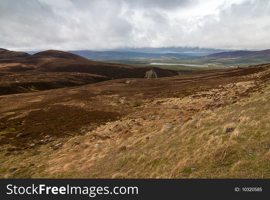 Cairngorm Mountain with the cloudy sky, Scotland