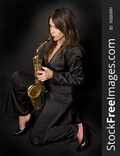 Portrait of a saxophone player. Portrait of a saxophone player