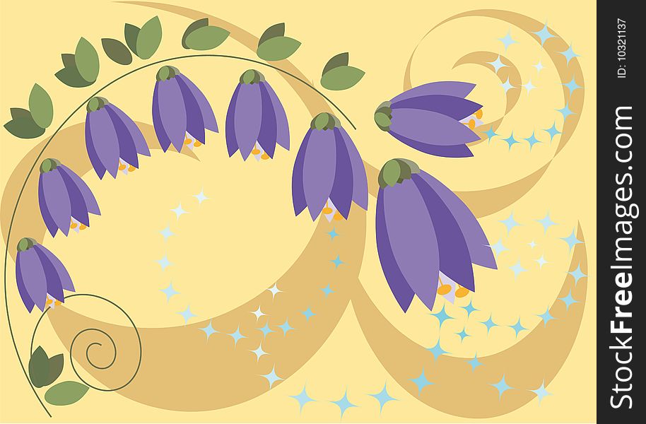 Illustration stylized flowers in bells on beige background. Illustration stylized flowers in bells on beige background