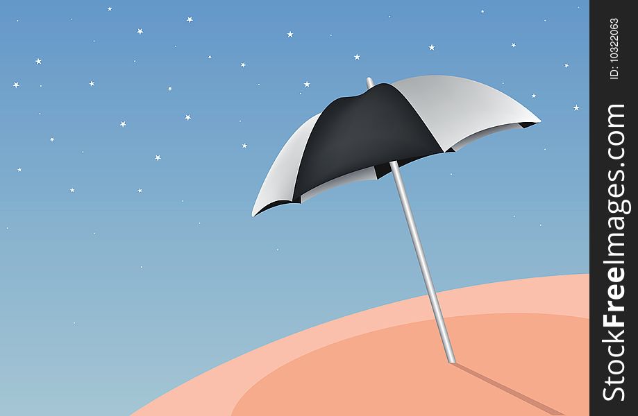 Vector illustration of an umbrella on the beach