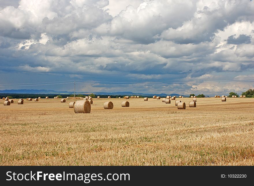 View on fiields with straw after  harvest. View on fiields with straw after  harvest