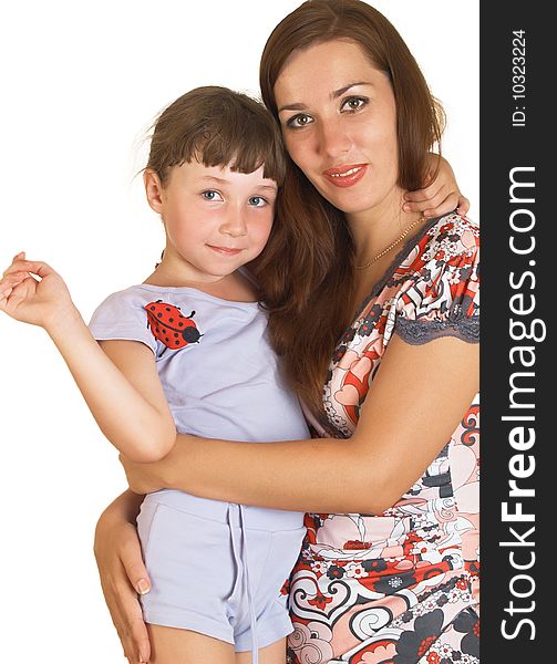 Portrait of young beautiful mum with a daughter