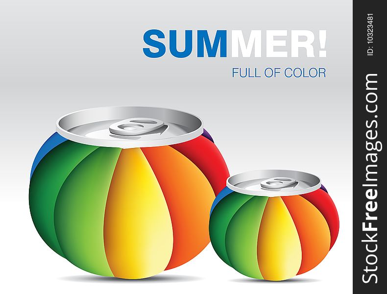 Editable  illustration of a colored cans. Editable  illustration of a colored cans